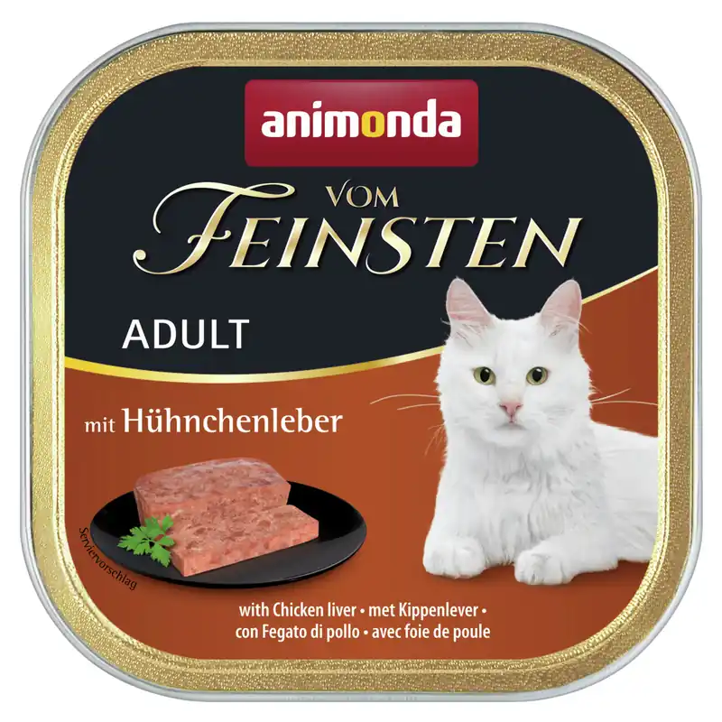 Kracherpreis Sparpaket 8 x 100 g Animonda vom Feinsten Adult Hühnchenleber Katzen Nassfutter